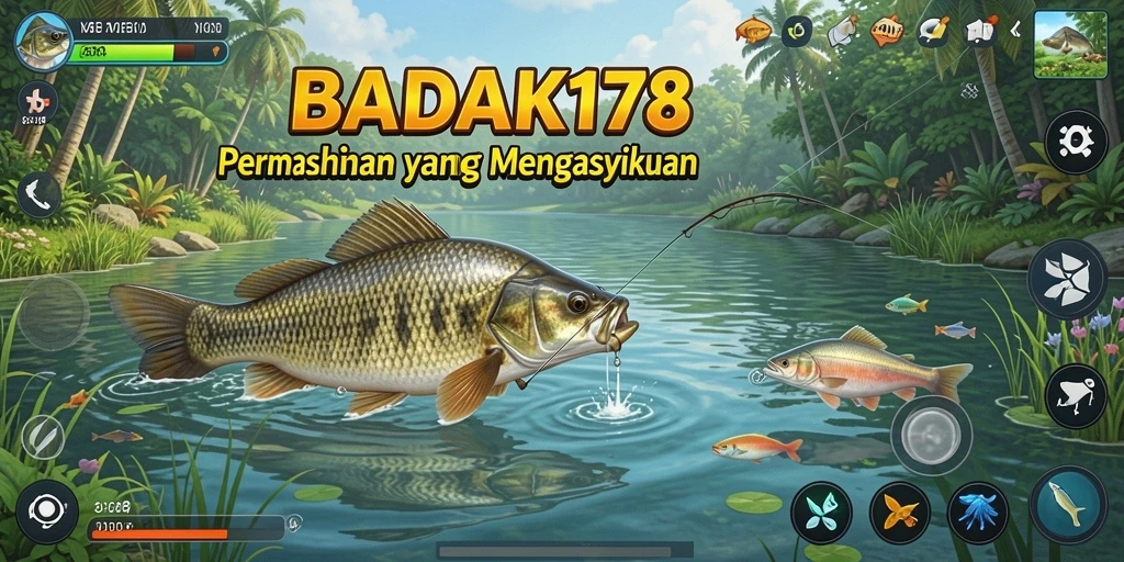 Gameplay BADAK178 yang menampilkan aksi memancing seru dan dinamis.