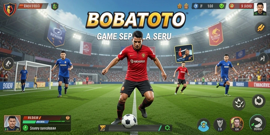 Screenshots BOBATOTO menampilkan aksi sepak bola yang mendebarkan.