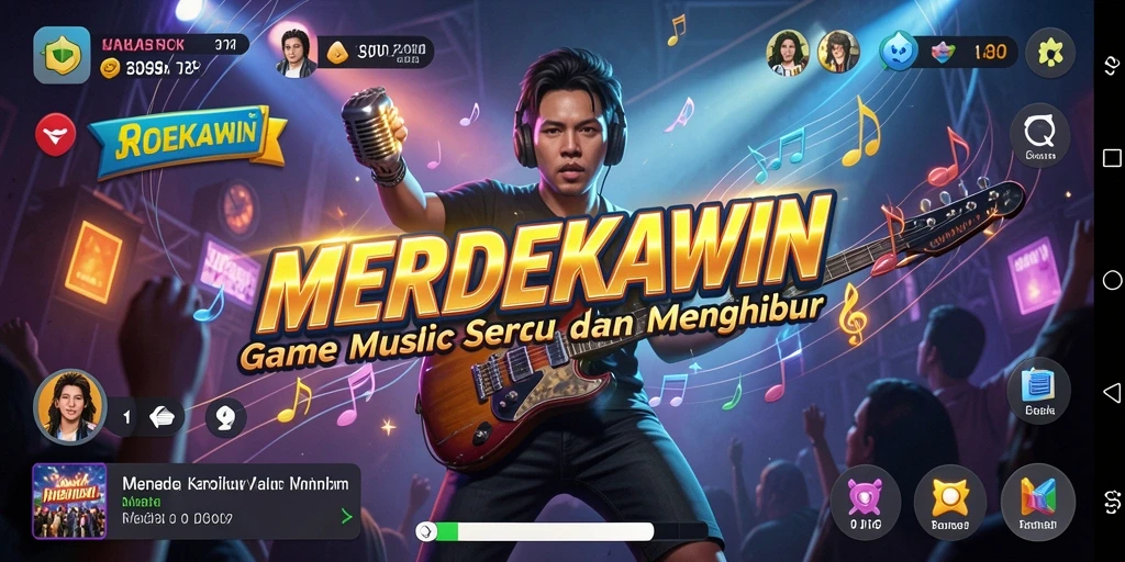 Gameplay MERDEKAWIN yang menampilkan berbagai tantangan musik.