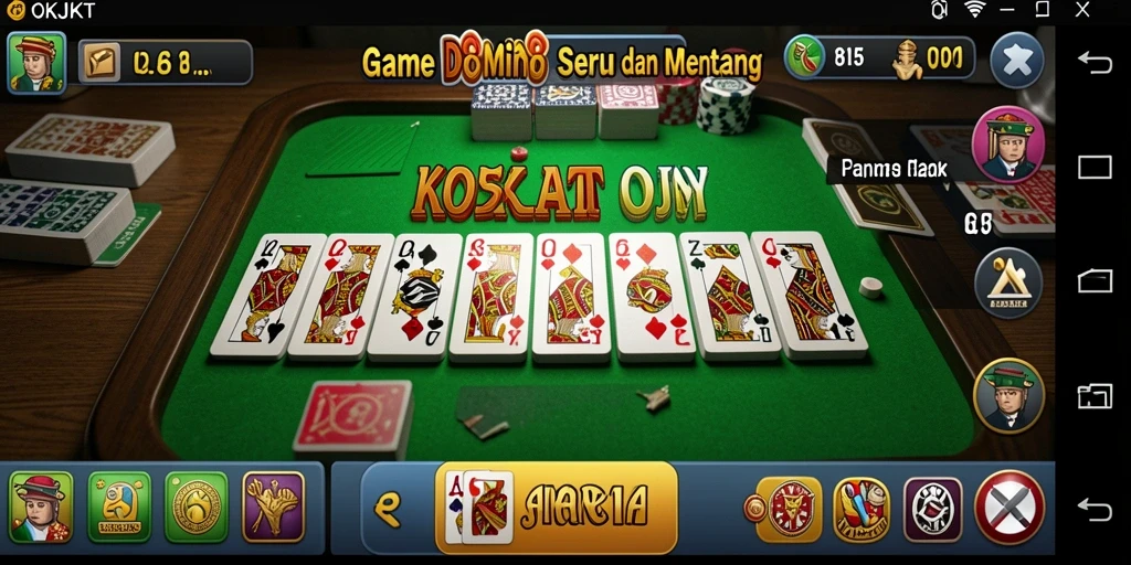 Tampilan gameplay seru dari OKJKT dengan berbagai jenis permainan Domino.