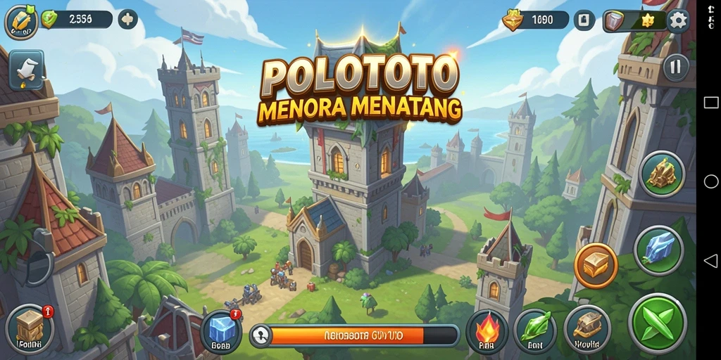 Screenshot gameplay menunjukkan aksi mendebarkan di Tower Defense.